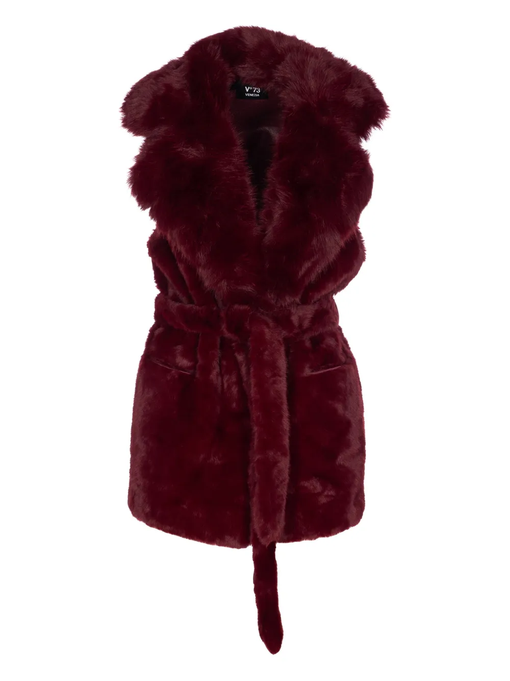 V73 Belted Sleeveless Jacket In Red