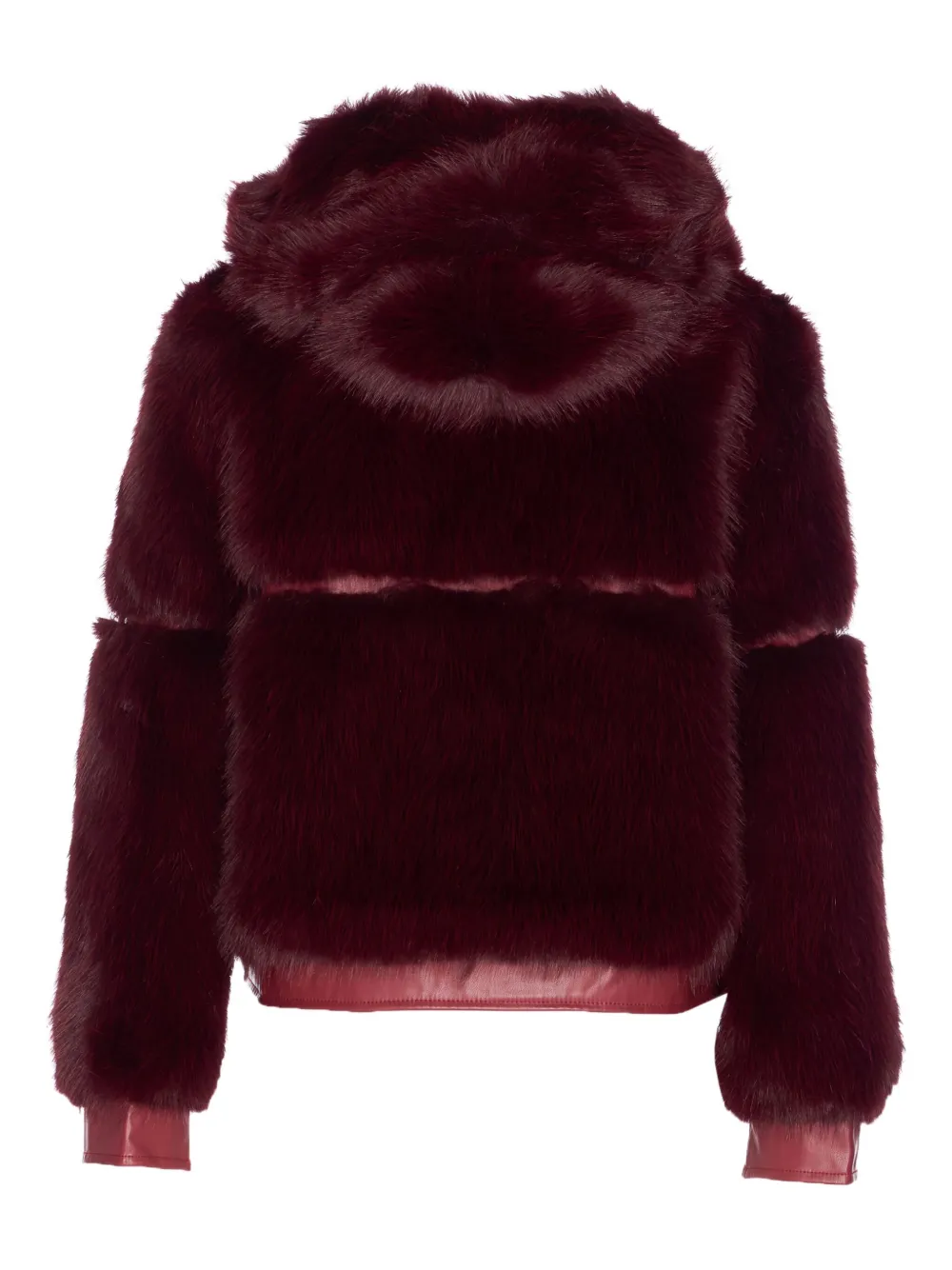 V73 Faux-fur Hooded Jacket In Red