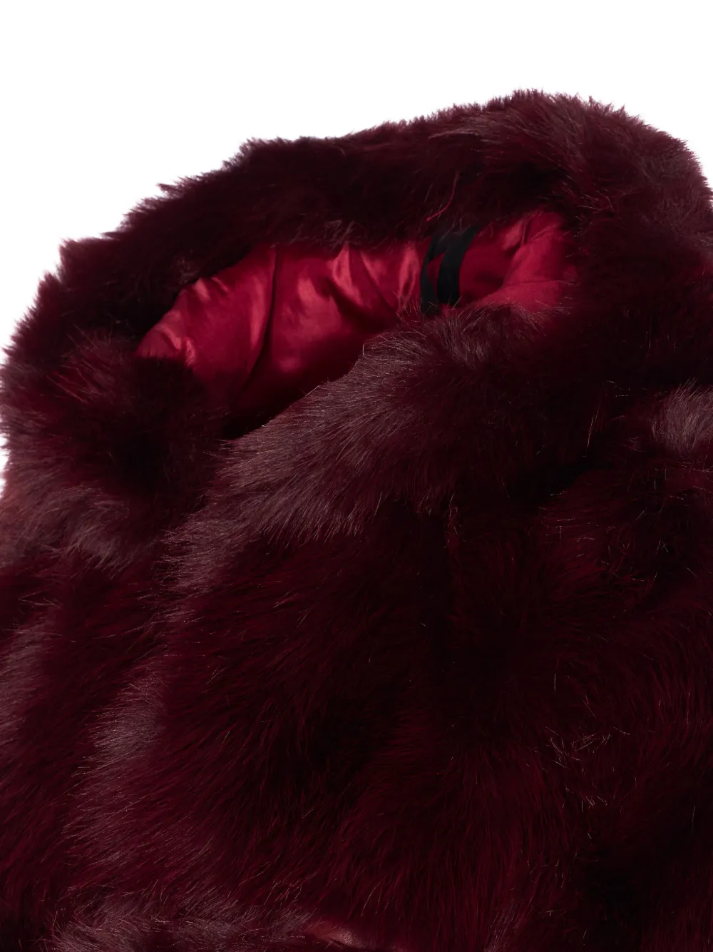 V73 Faux-fur Hooded Jacket In Red