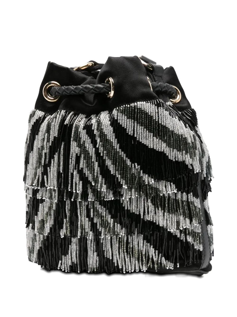 Pucci Beaded-fringe Bucket Bag In Black