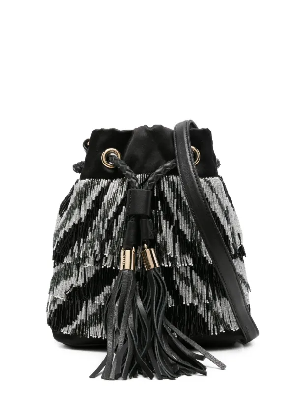 Pucci Beaded-fringe Bucket Bag in Black