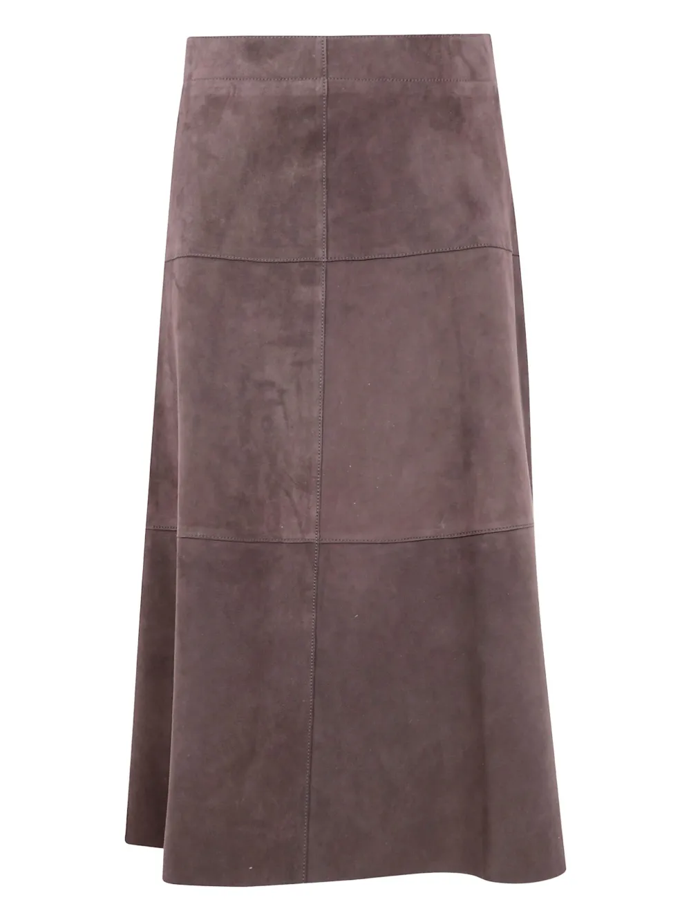 The Jackie Leathers Suede Panelled Midi Skirt In Brown