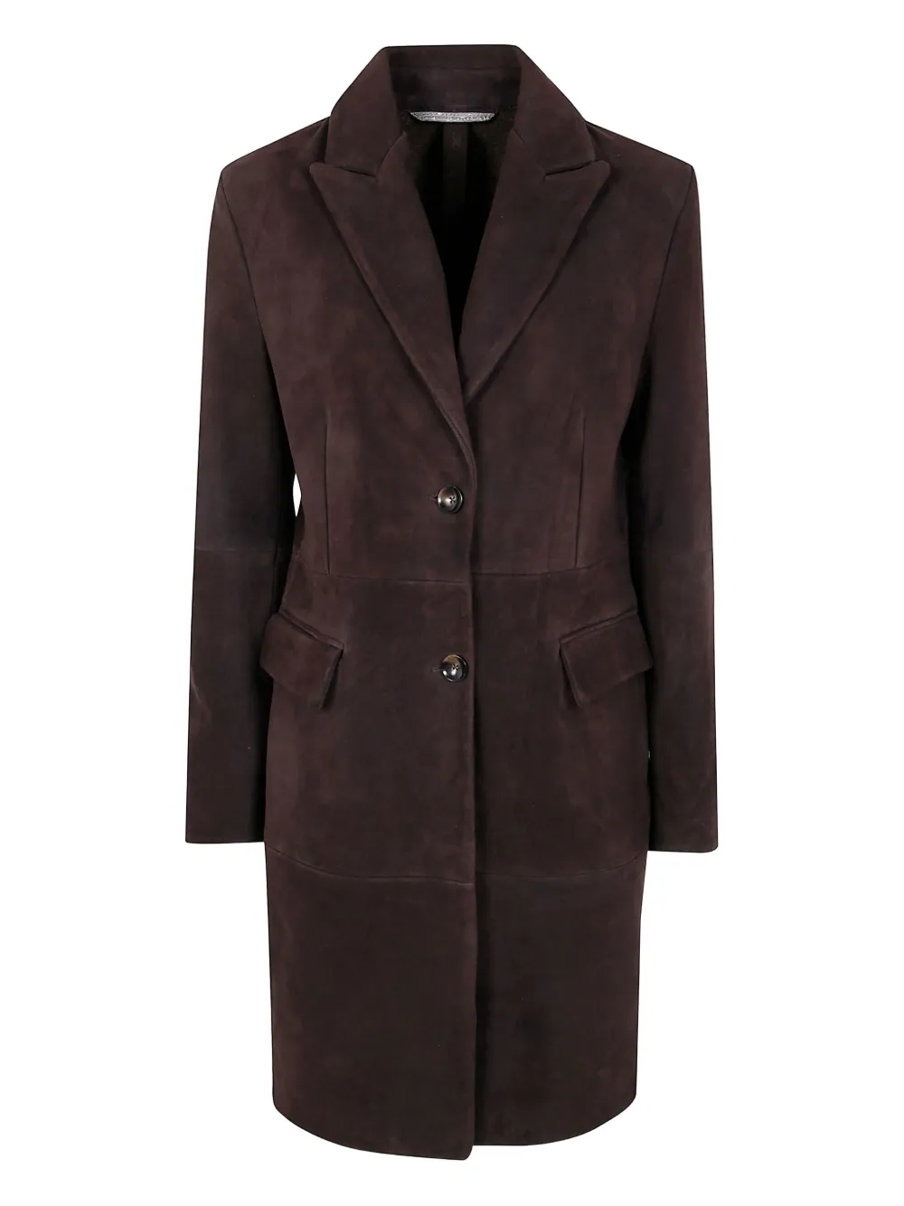 The Jackie Leathers Suede Button-fastening Coat In Brown