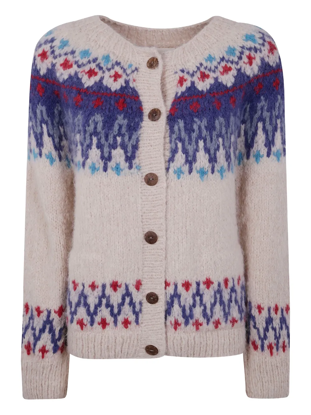Frantic Fair Isle Button Cardigan In Multi