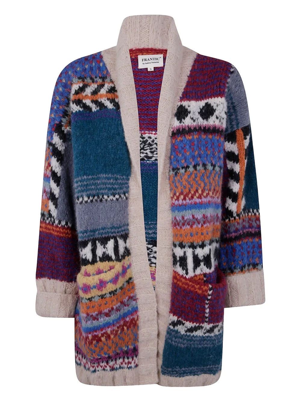 Frantic Patchwork-pattern Alpaca Wool Cardigan In Multi