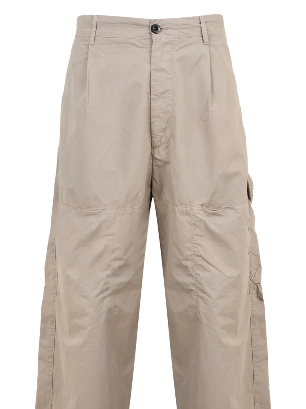 C.p. Company Pleated Cargo Straight-leg Trousers In Gray