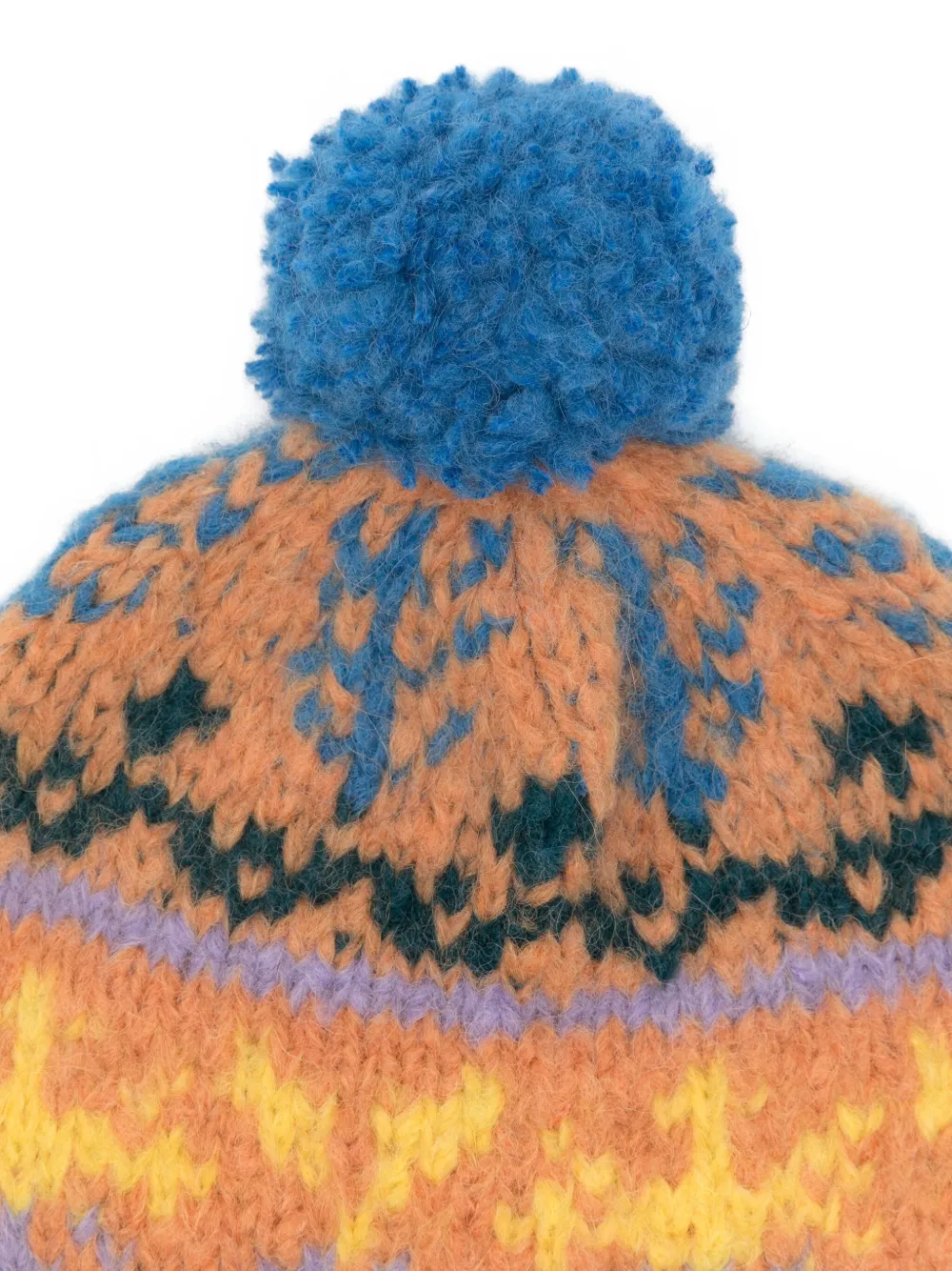 Frantic Fairisle Pom-pom Beanie Hat In Brown