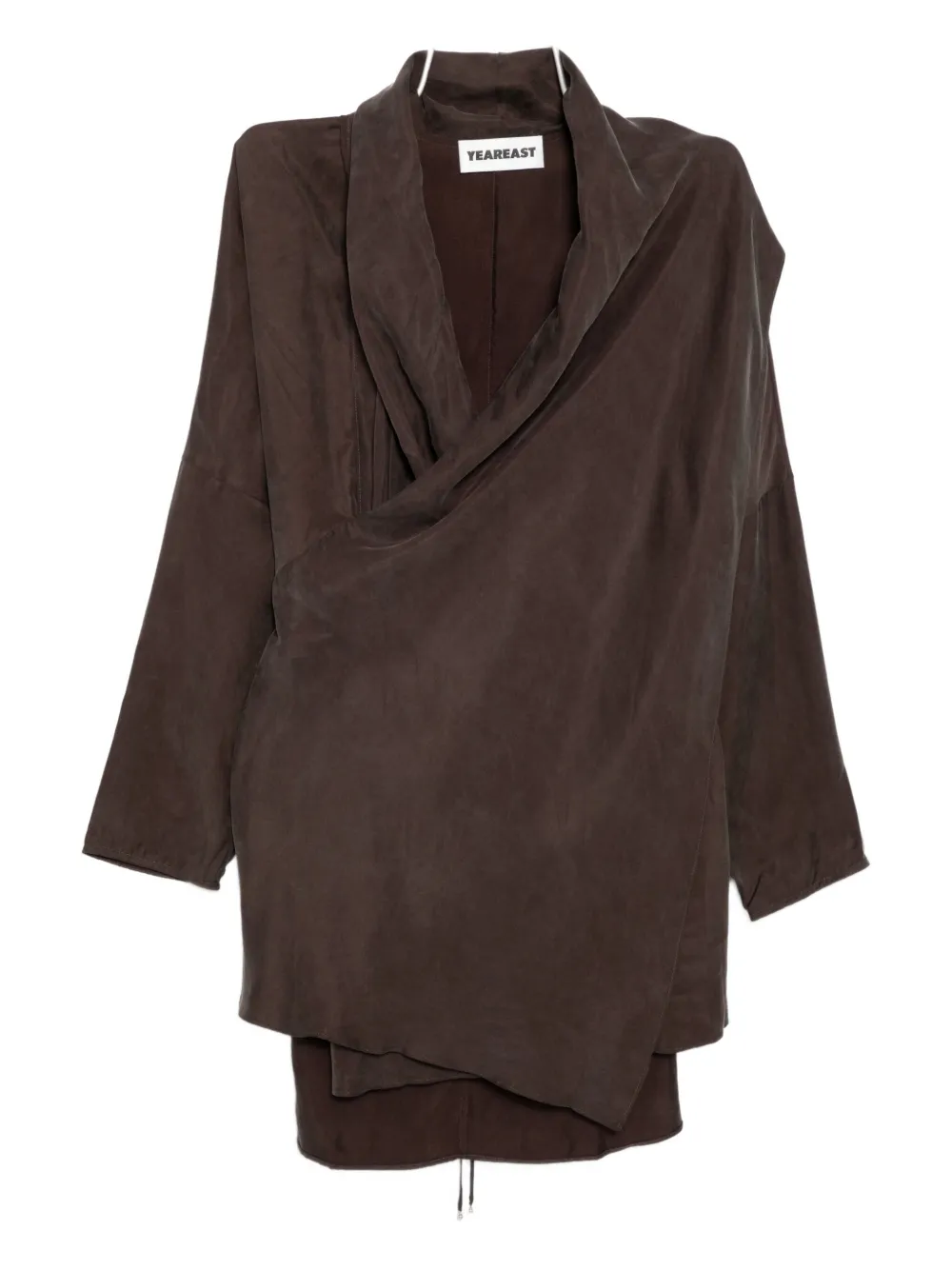 Yeareast Asymmetric Wrap Top In Brown