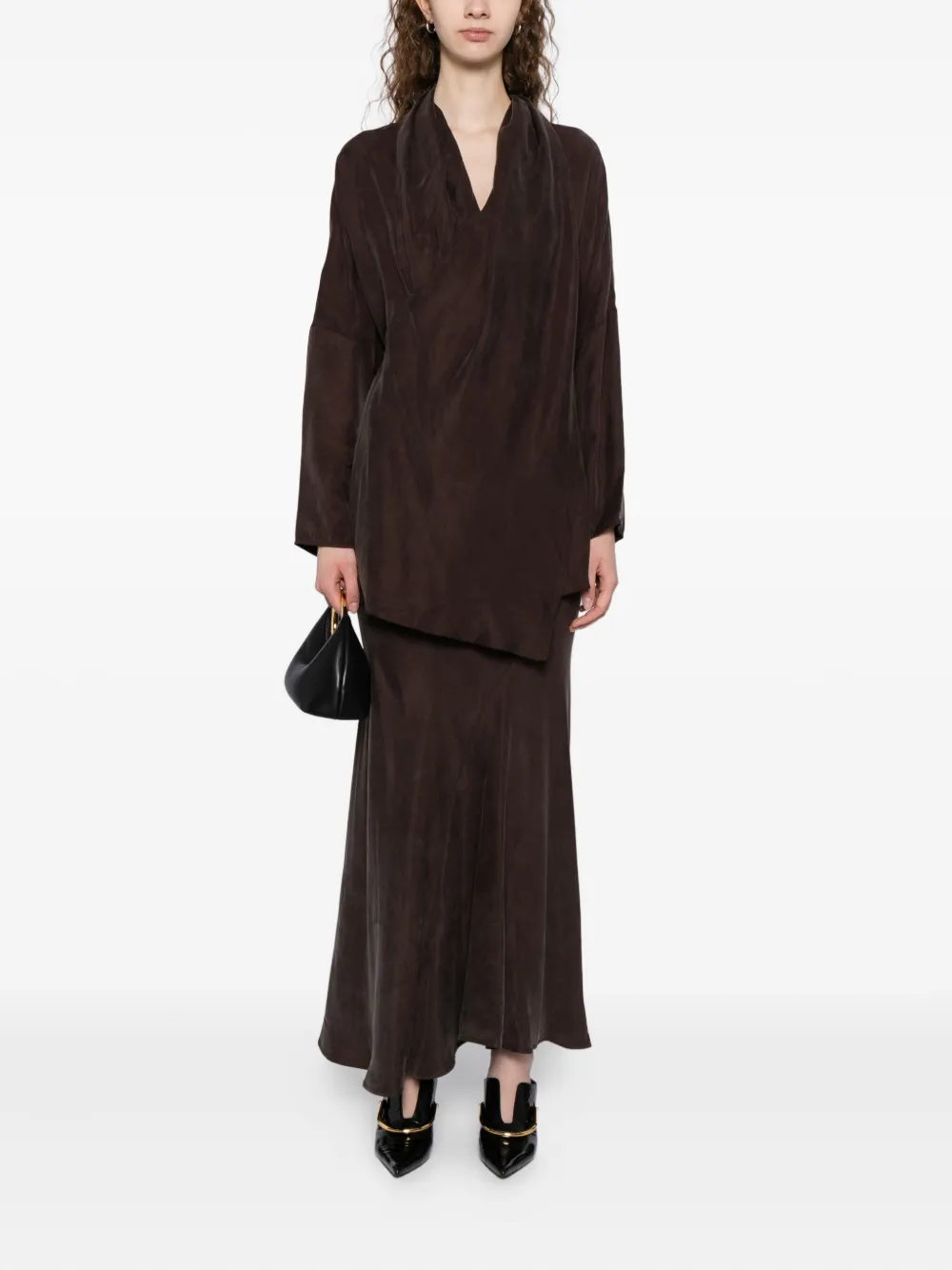 YEAREAST asymmetric wrap blouse - Bruin