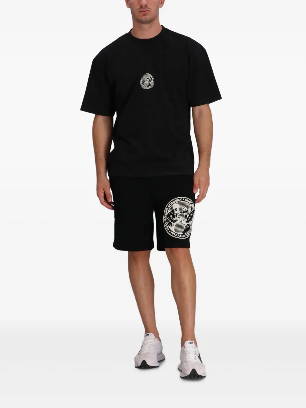 HUGO T-shirt met grafische print - Zwart