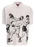 HUGO boxing-print polo shirt - White