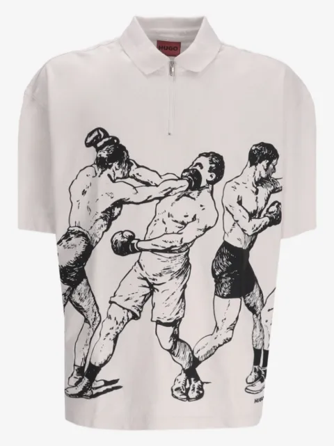 HUGO boxing-print polo shirt