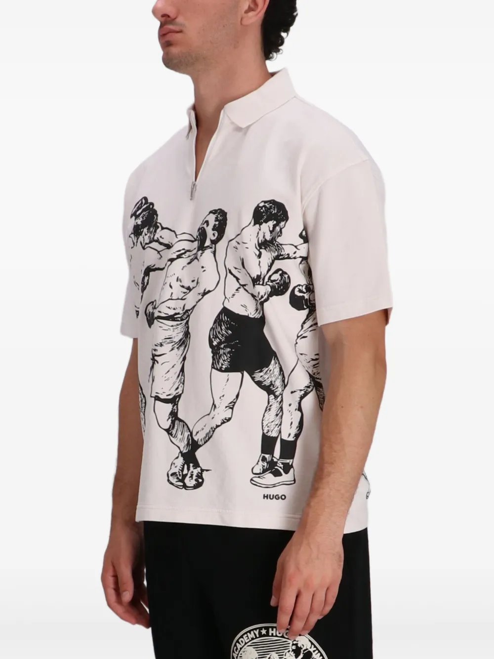 HUGO Poloshirt met boksprint Wit