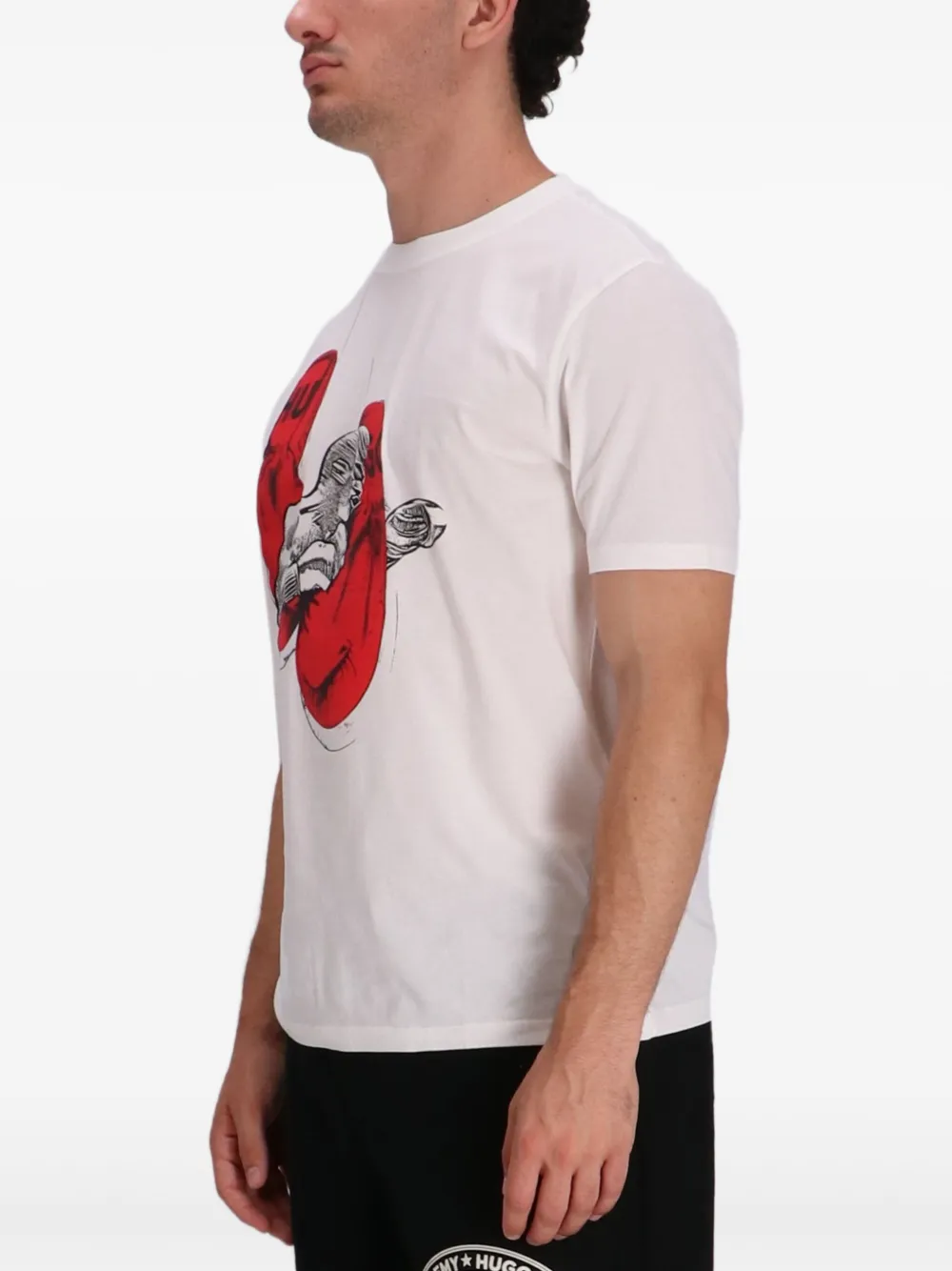 HUGO Katoenen T-shirt met print Wit