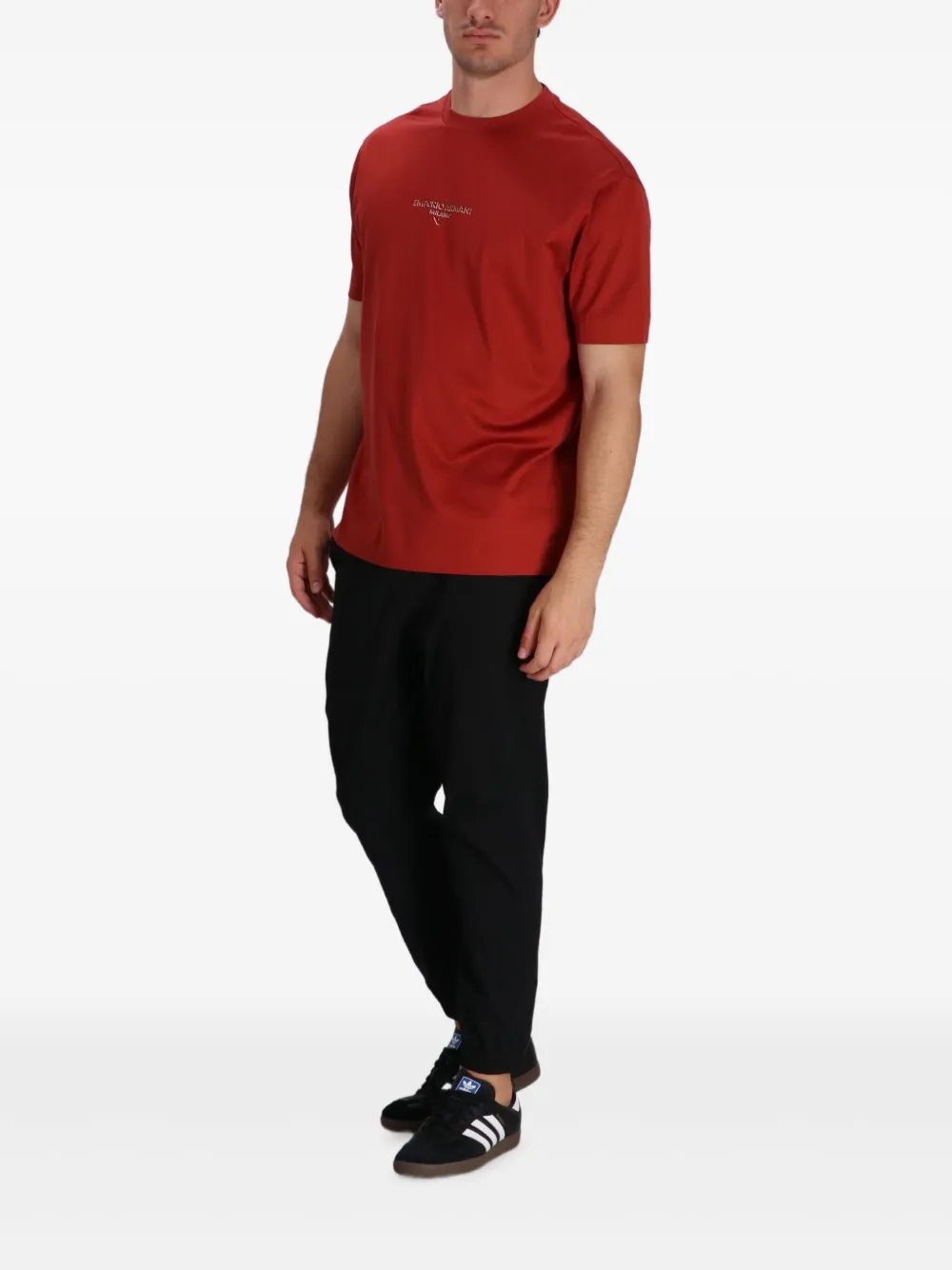 Emporio Armani T-shirt met geborduurd logo - Rood