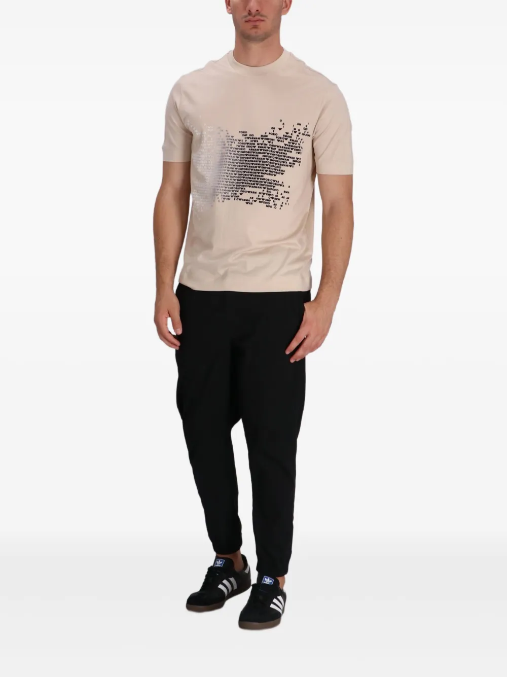 Emporio Armani T-shirt met logoprint - Beige