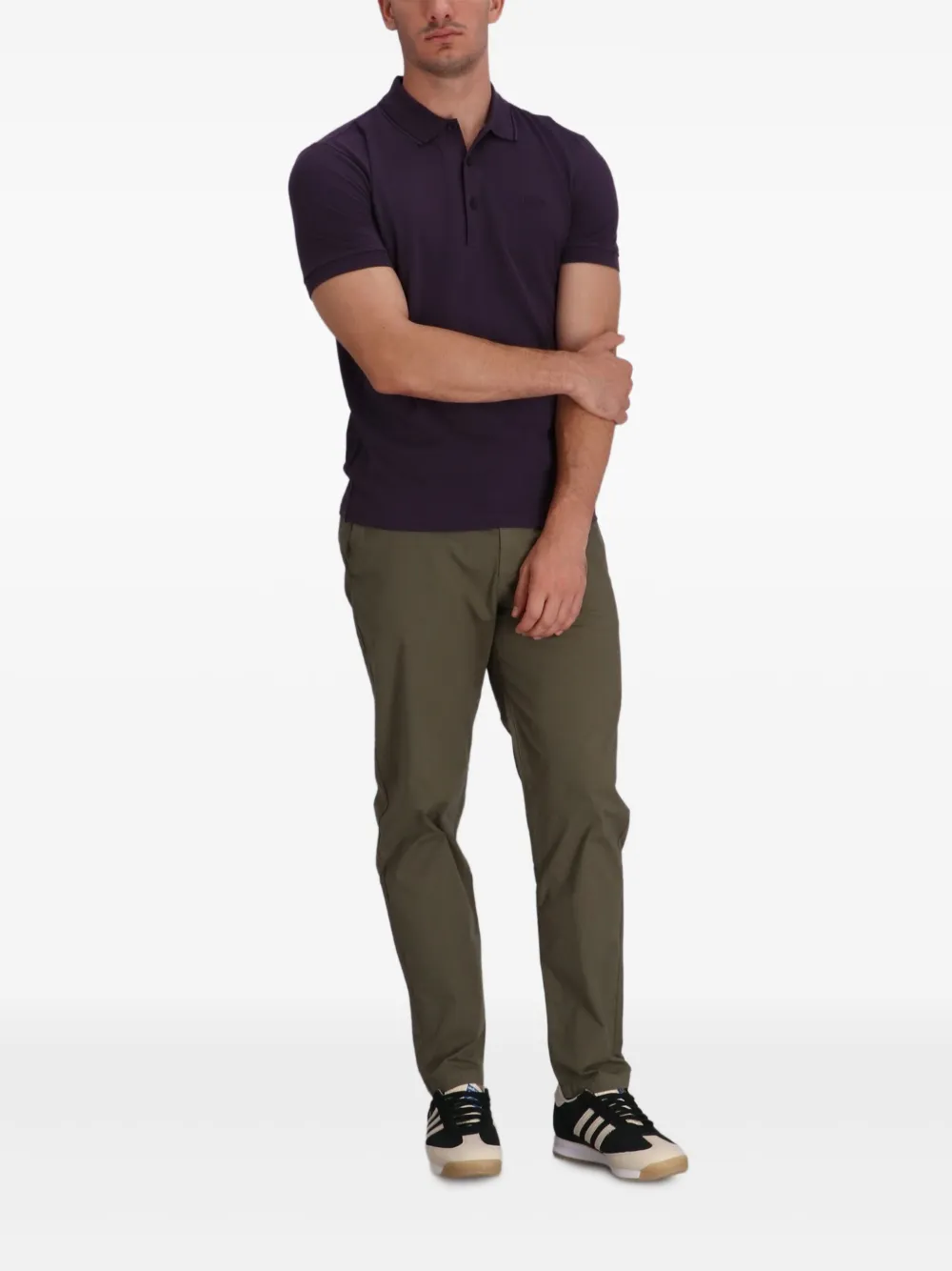 BOSS Poloshirt met geborduurd logo - Paars