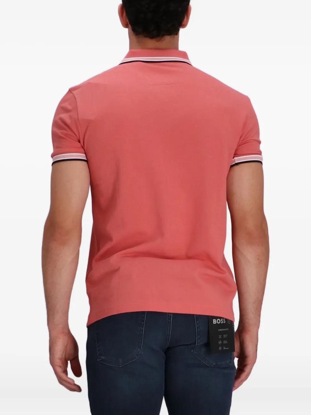 BOSS Poloshirt met gestreepte kraag Roze