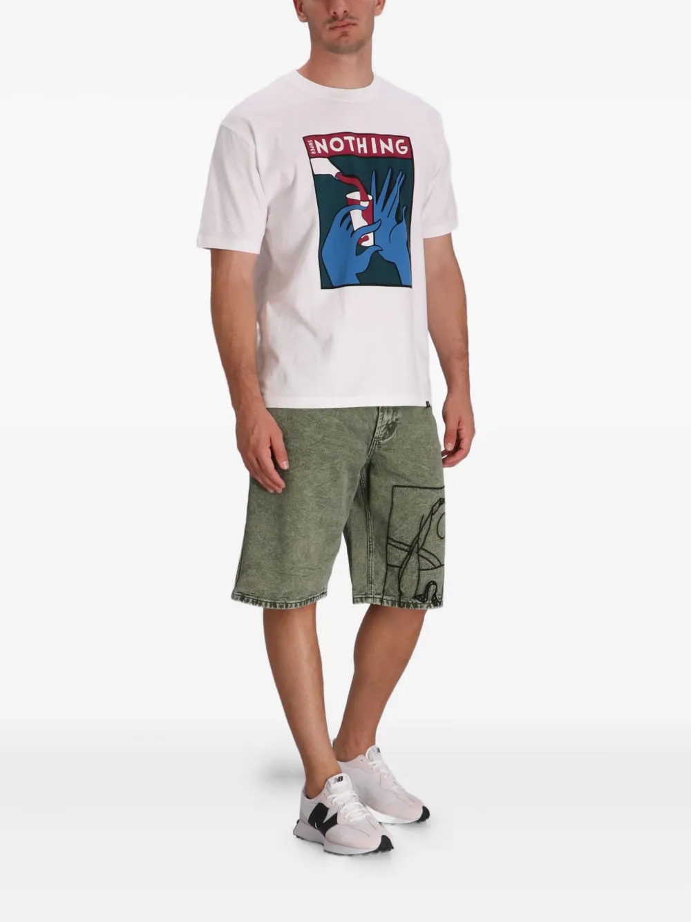 BY PARRA Katoenen shorts met geborduurd vlak - Groen