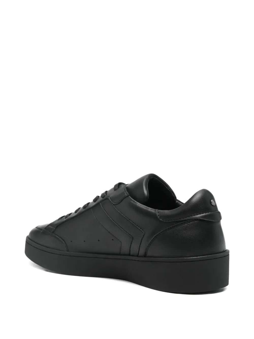 Canali Refined Black Sneakers With Durable Rubber Sole In Black
