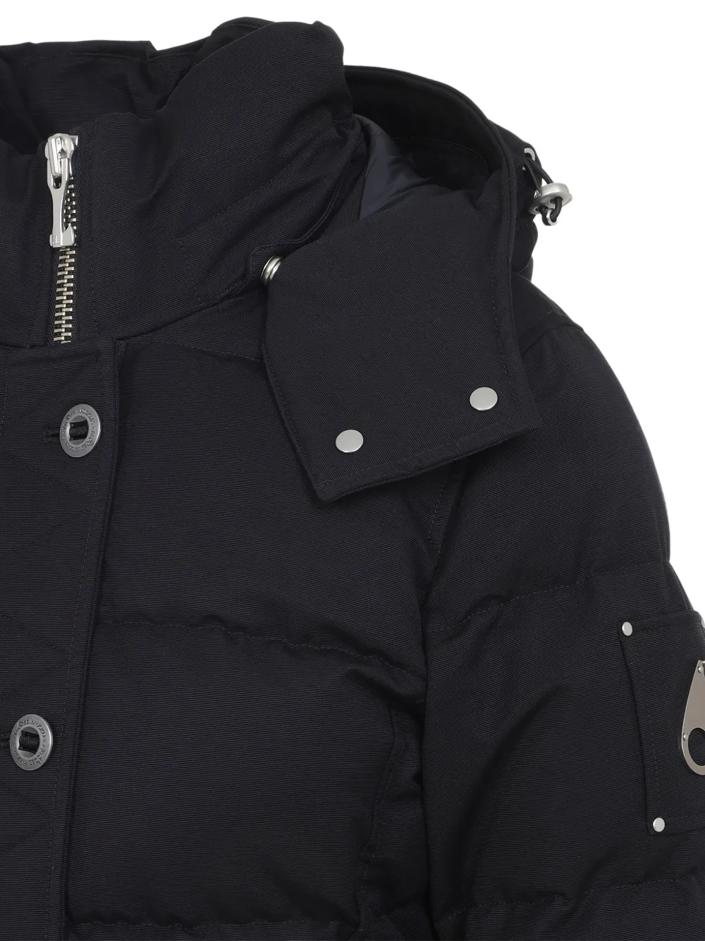 Moose Knuckles Hooded Quilted Jacket Side Pockets In Black