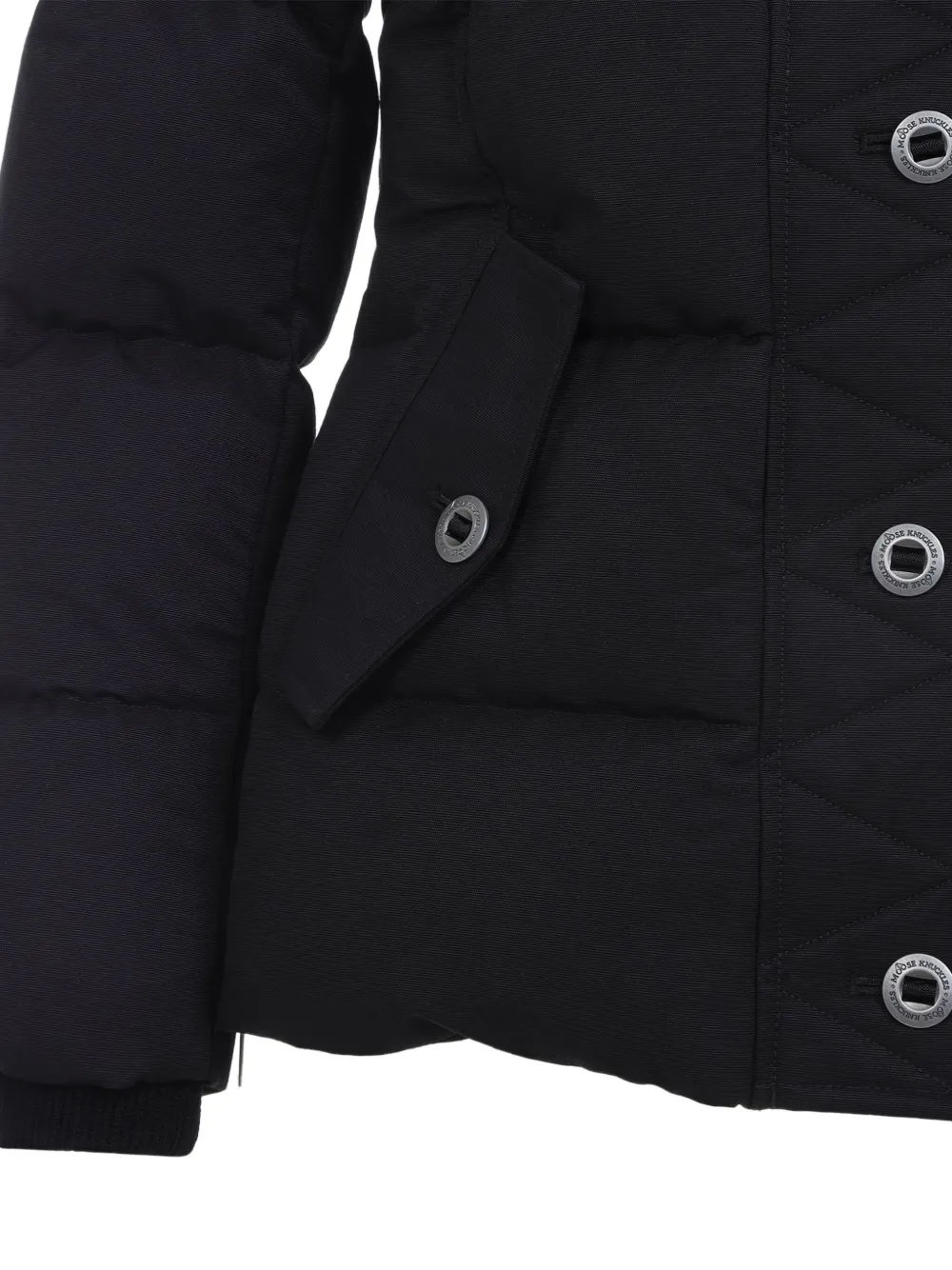 Moose Knuckles Hooded Quilted Jacket Side Pockets In Black