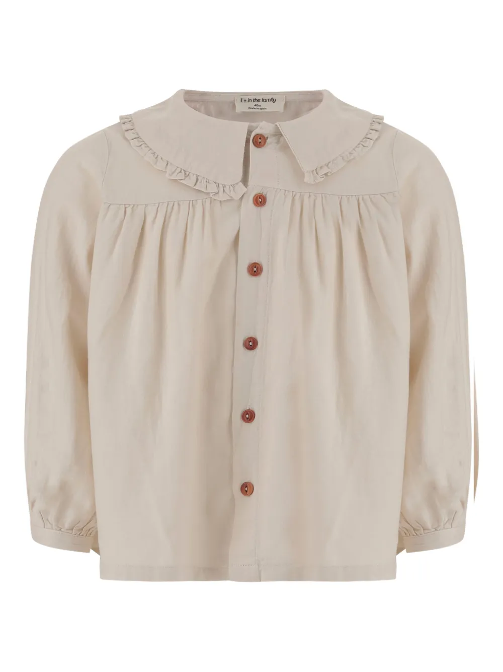1+ In The Family frilled-collar button-front dress | Neutrals | Image 1
