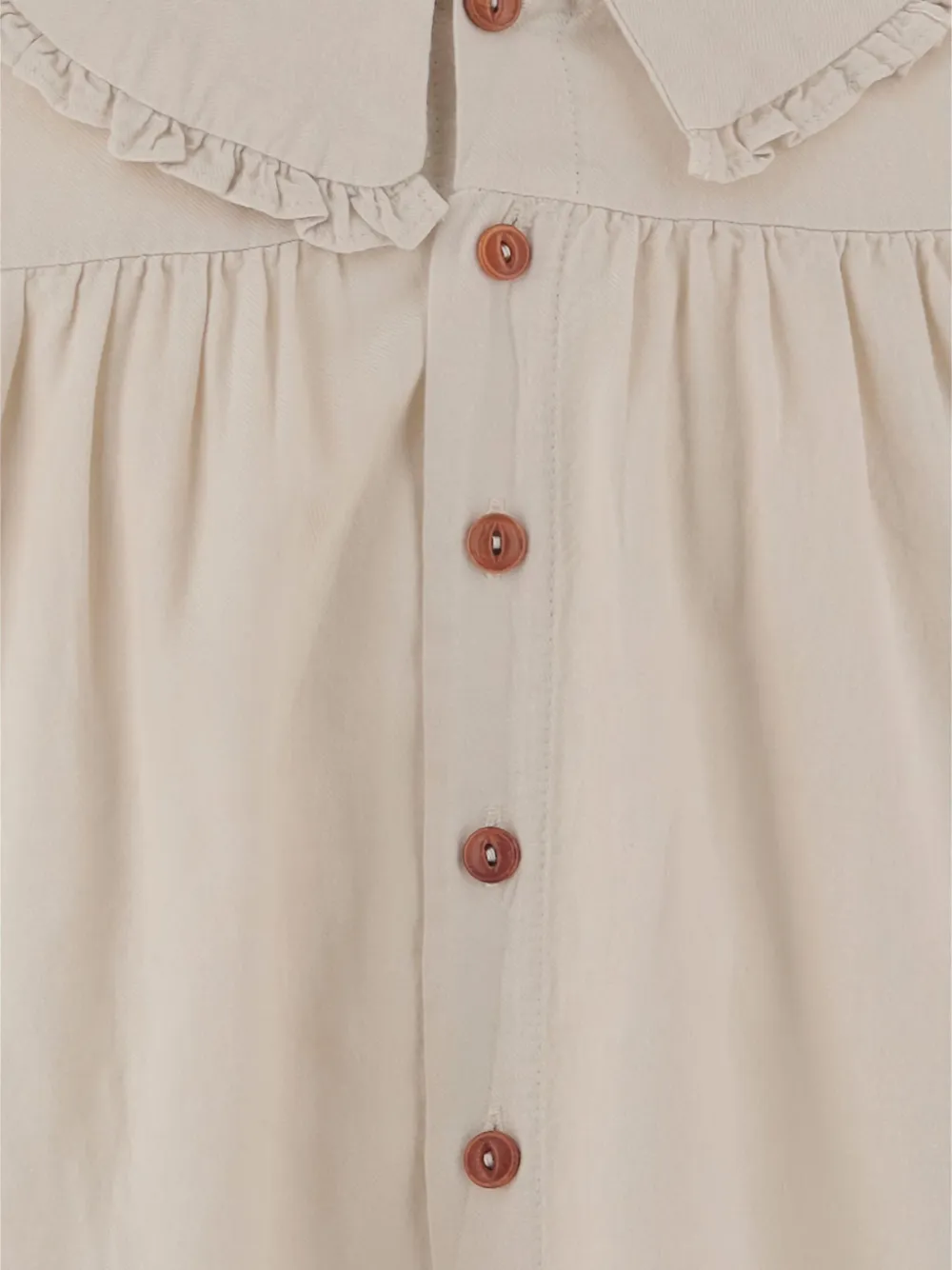 1+ In The Family Frilled-collar Button-front Dress In Neutral