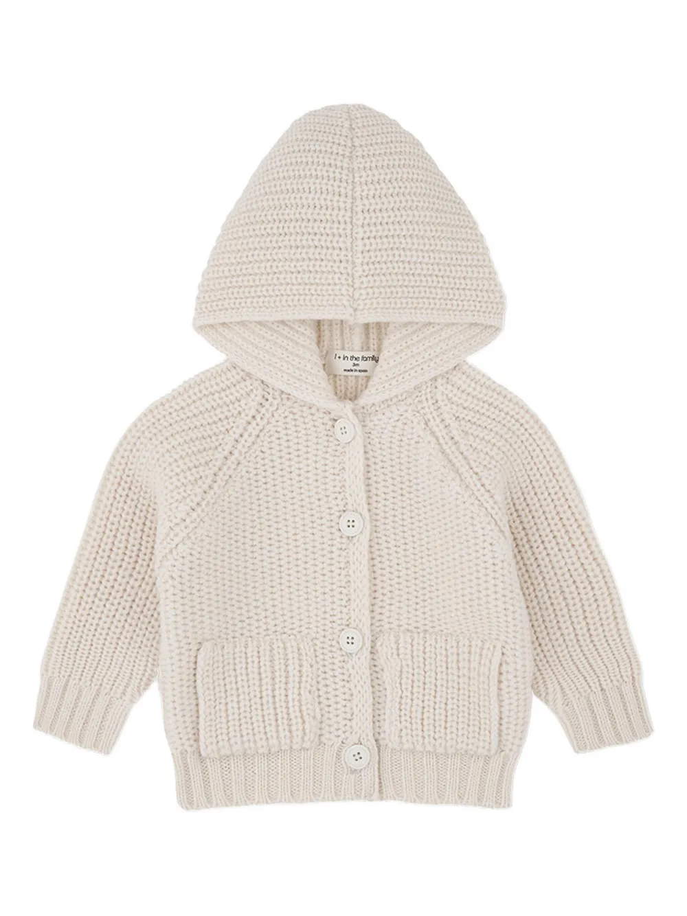 1+ In The Family hooded cardigan | Neutrals | Image 1