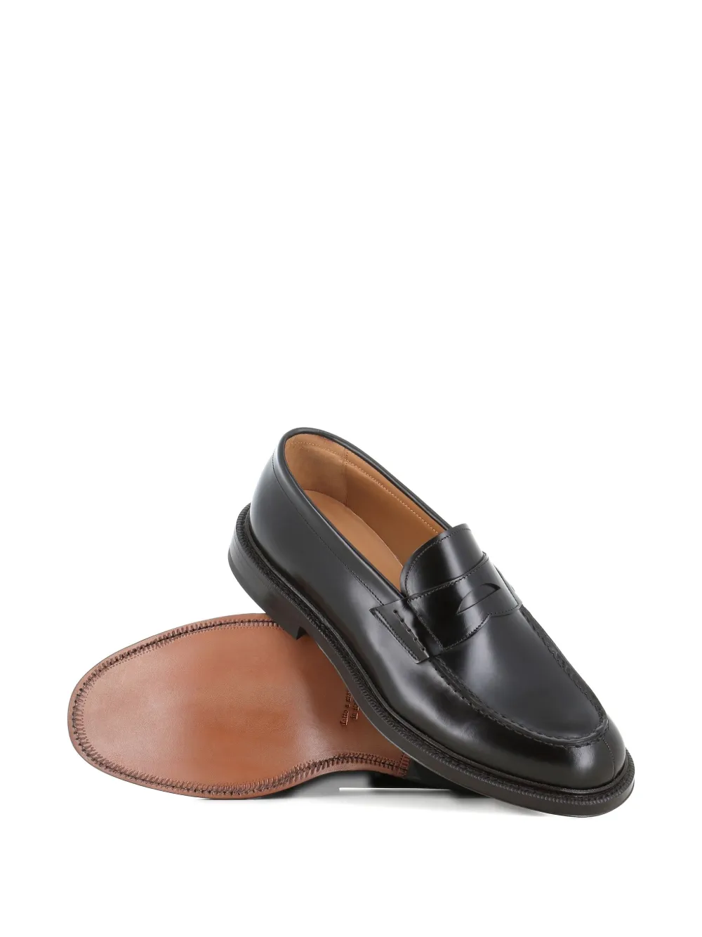 Green George penny leather loafers Brown