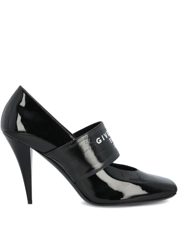 Givenchy Sliced Square Givenchy Tape Pumps in Patent Leather in Black