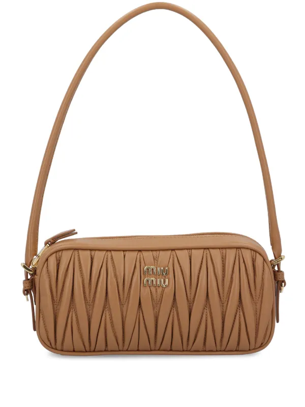 Miu Miu Sac Porté Épaule En Cuir à Design Matelassé Marron