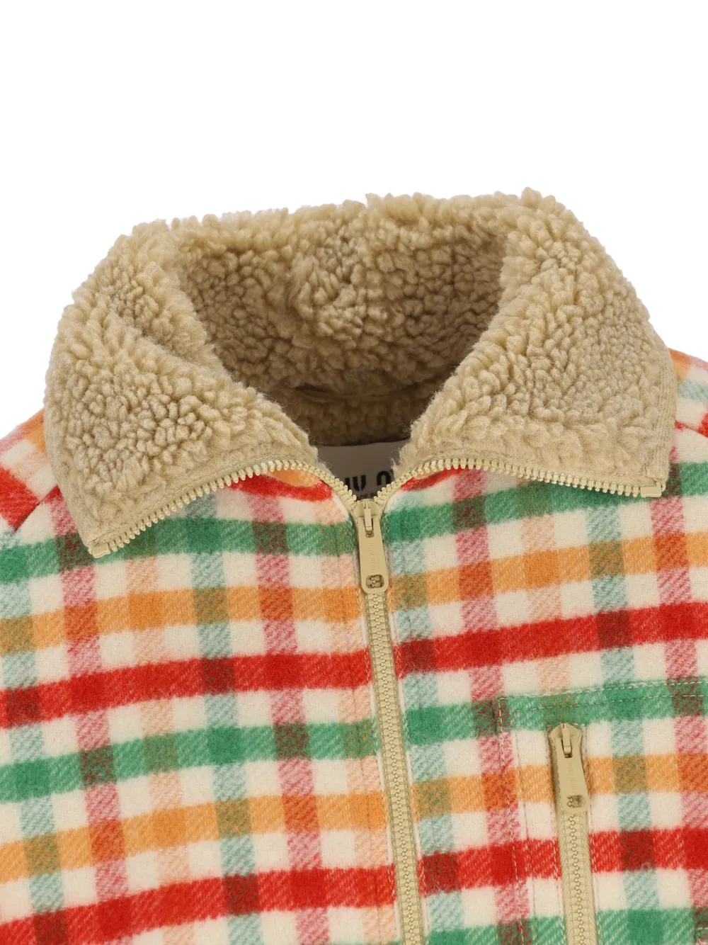 Miu Miu Fleece-lined Checked Blouson Jacket In Multi