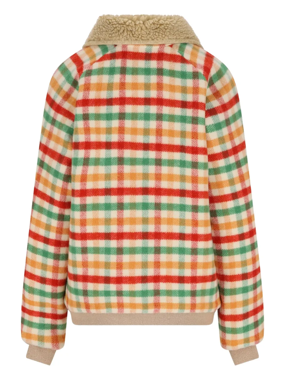 Miu Miu Fleece-lined Checked Blouson Jacket In Multi