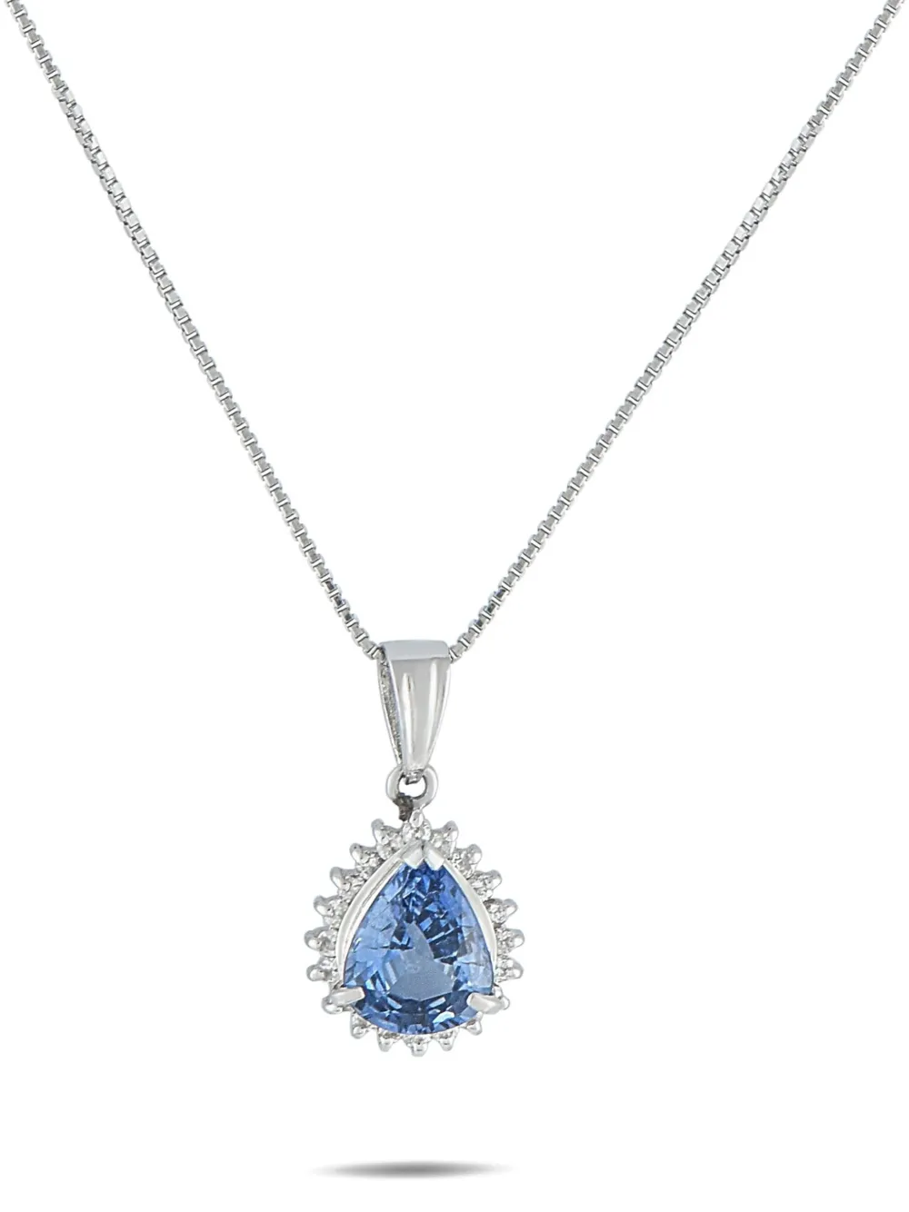 Pre-owned Lb Exclusive Platinum Sapphire And Diamond Necklace In Silver