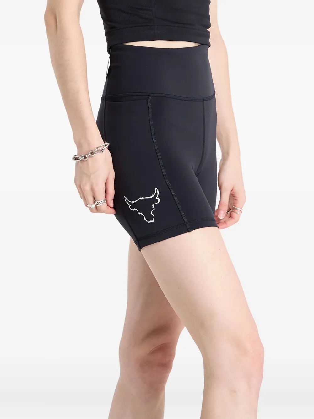 Under Armour High-waist shorts met logo Zwart