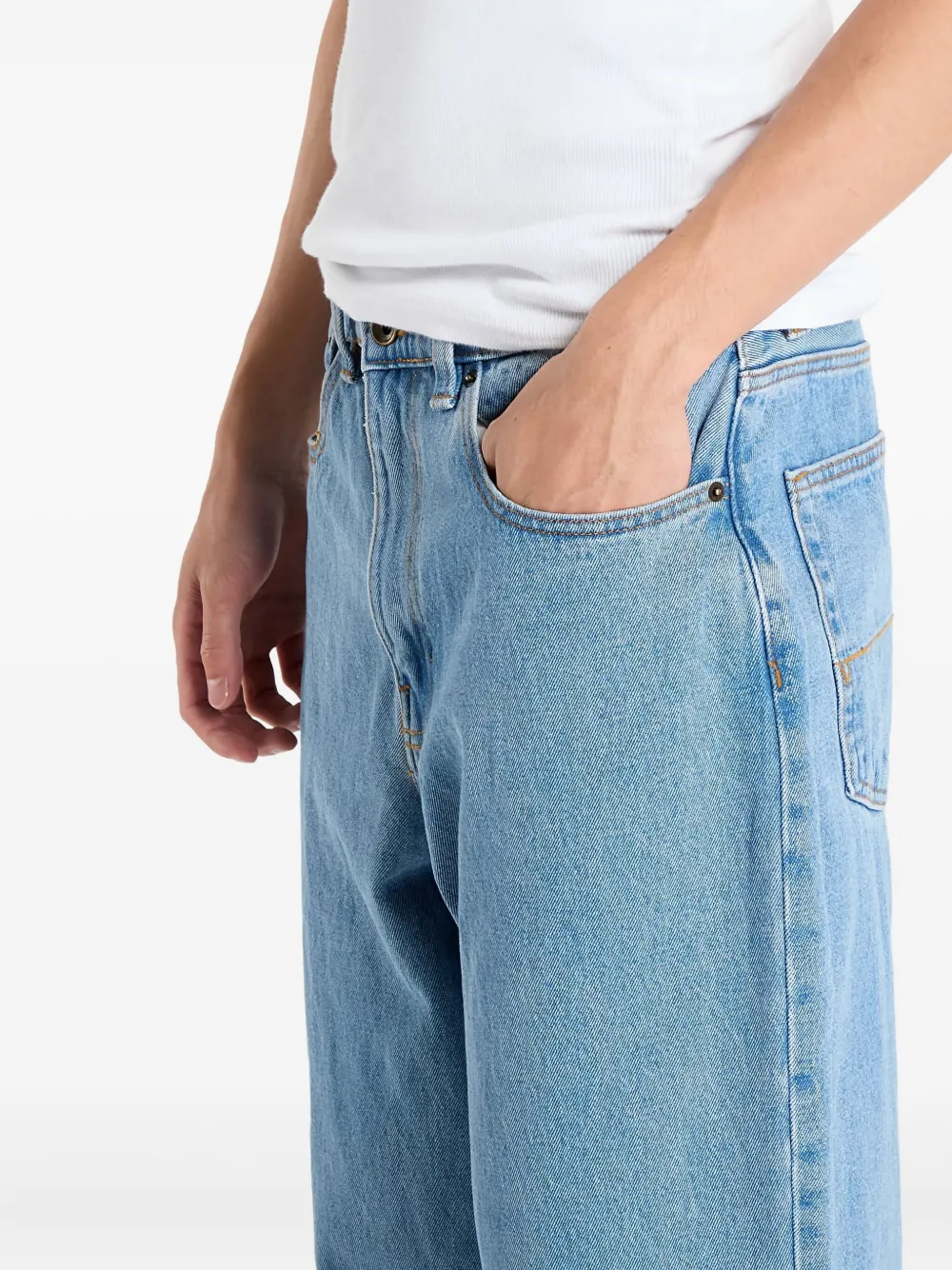 Vans Check Baggy Denim Trousers In Blue