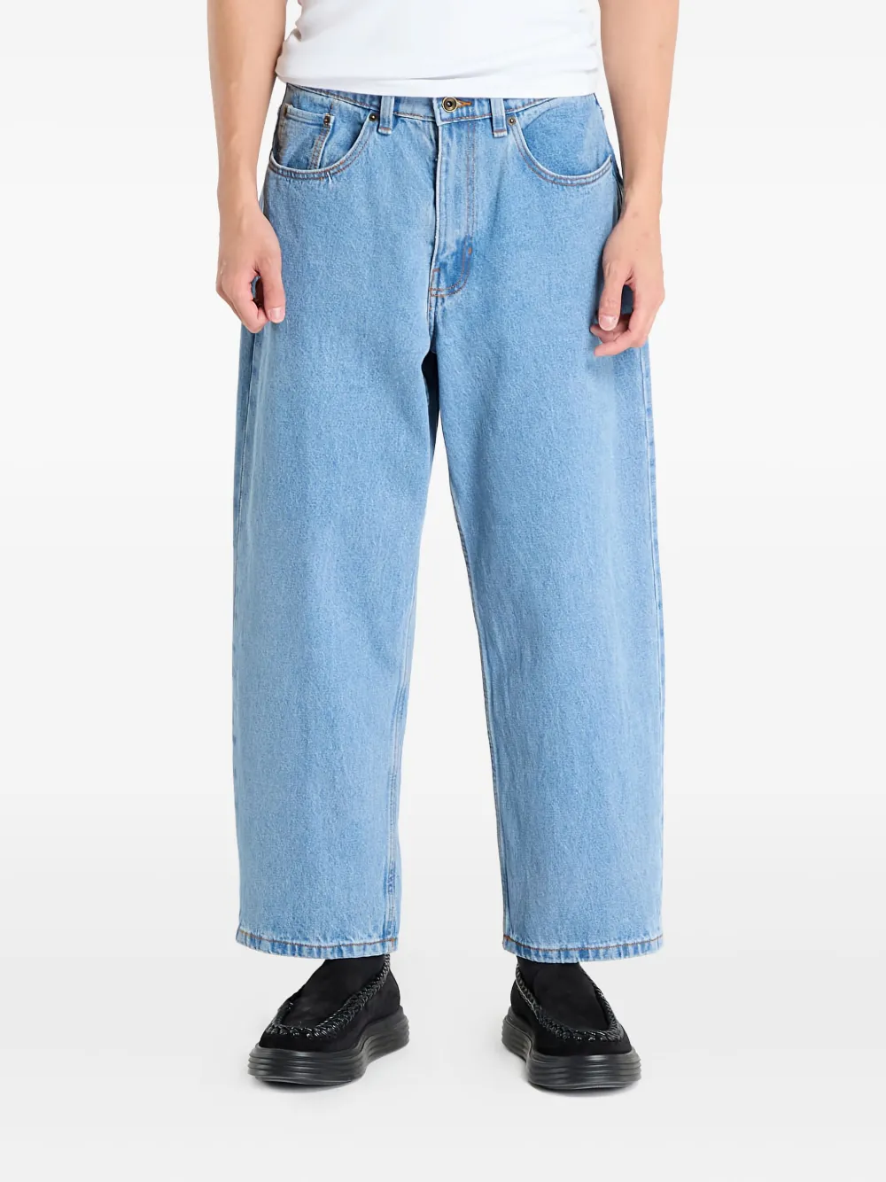 Vans Check Baggy Denim Trousers In Blue