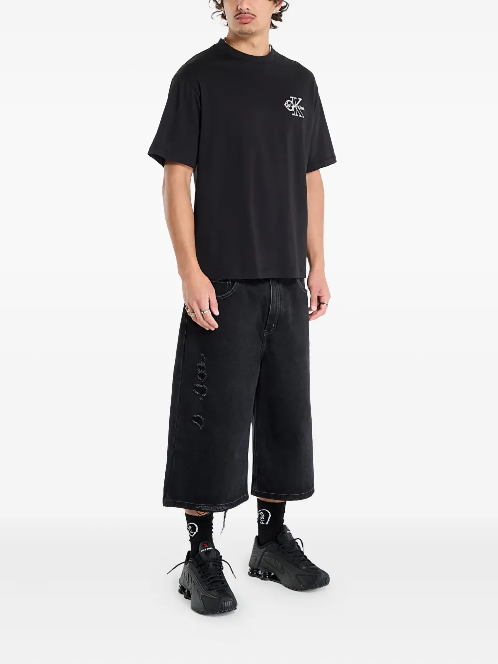 Calvin Klein embroidered-logo T-shirt | Black | Image 1