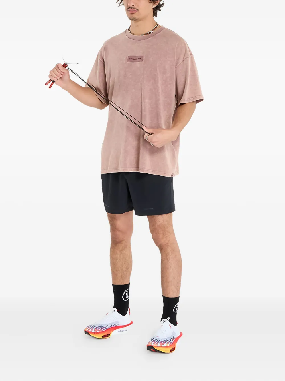 Under Armour Project Rock T-shirt met patch - Roze