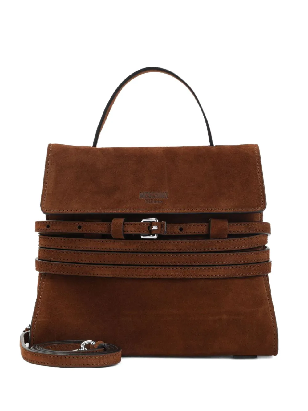 Moschino suede buckle-detail tote bag | Brown | Image 1