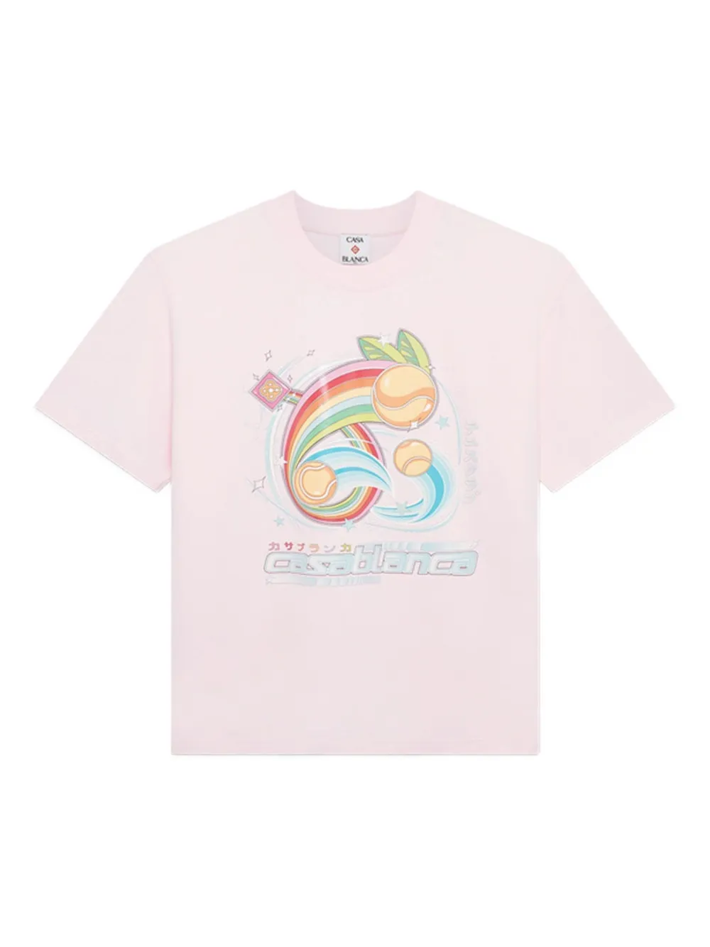 Casablanca rainbow tennis-ball print T-shirt | Pink | Image 1
