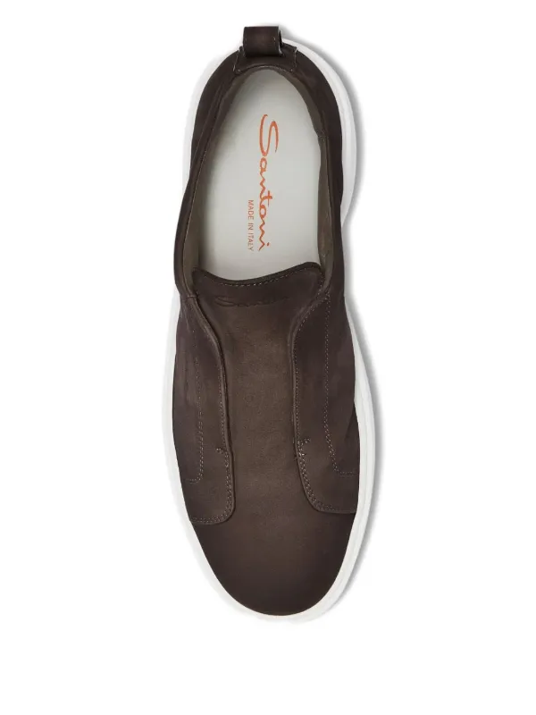 Santoni slip-on Calfskin Leather Sneakers | Brown | FARFETCH