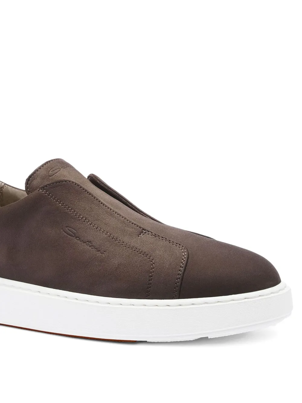 Santoni slip-on calfskin leather sneakers Brown