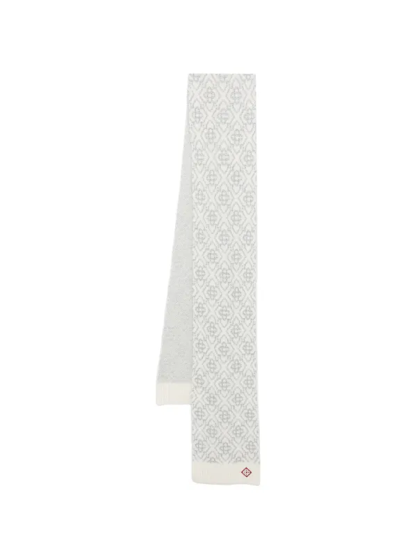 Casablanca Patterned Scarf in White