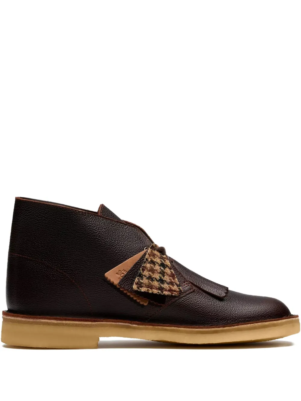 Clarks Originals leather grain tweed boots Brown