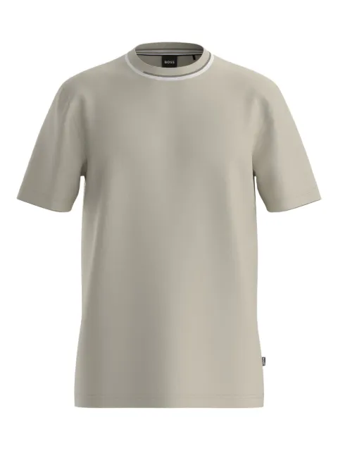 BOSS Camiseta de algodão com acabamento canelado