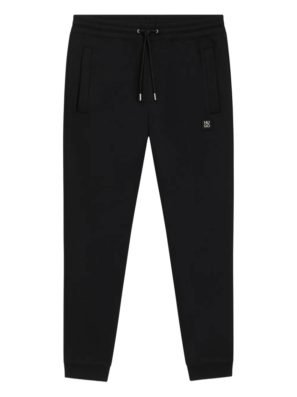 HUGO logo-patch drawstring-waistband track pants | Black | Image 1