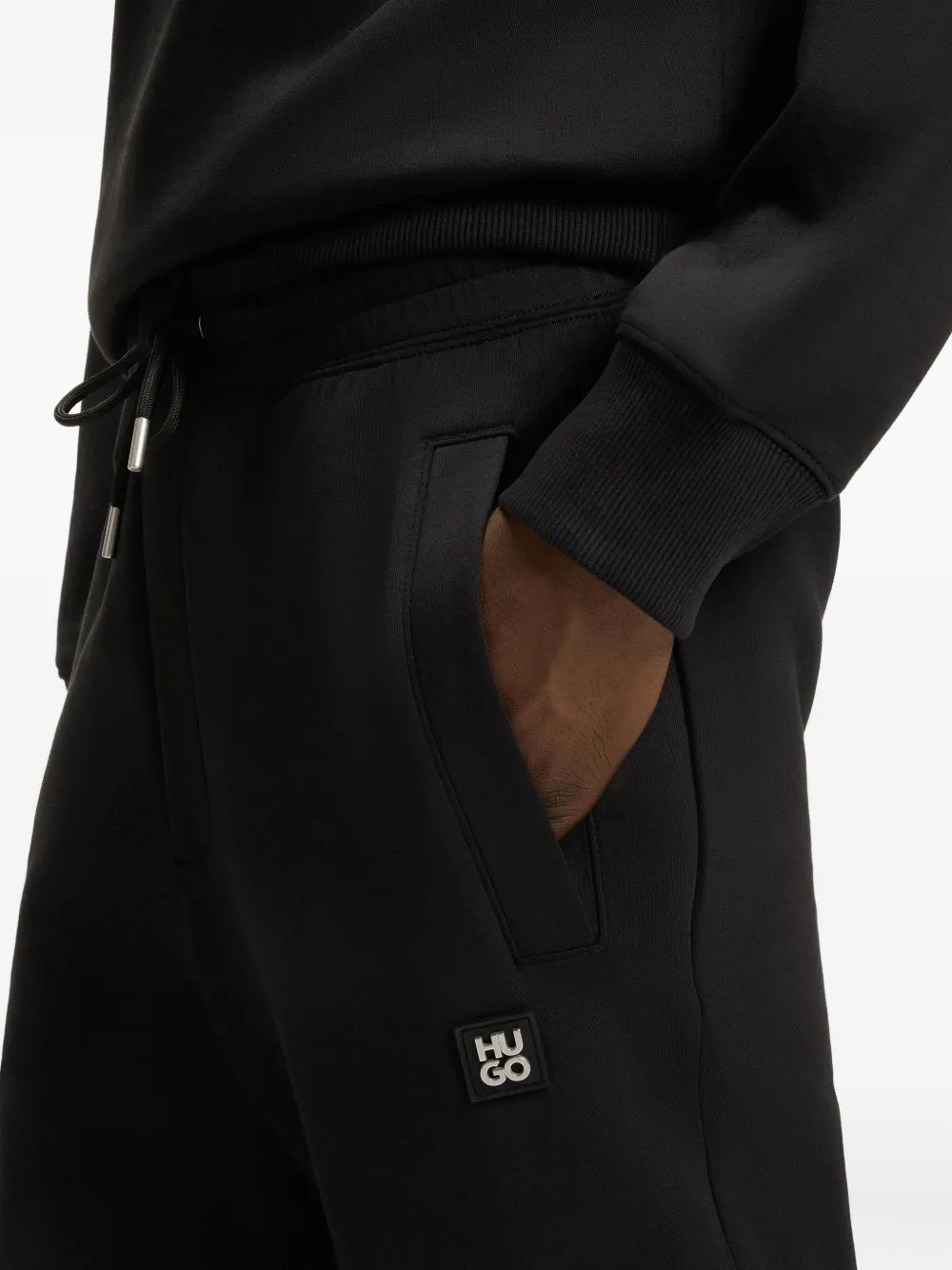 HUGO Trainingsbroek met trekkoord en logopatch Zwart