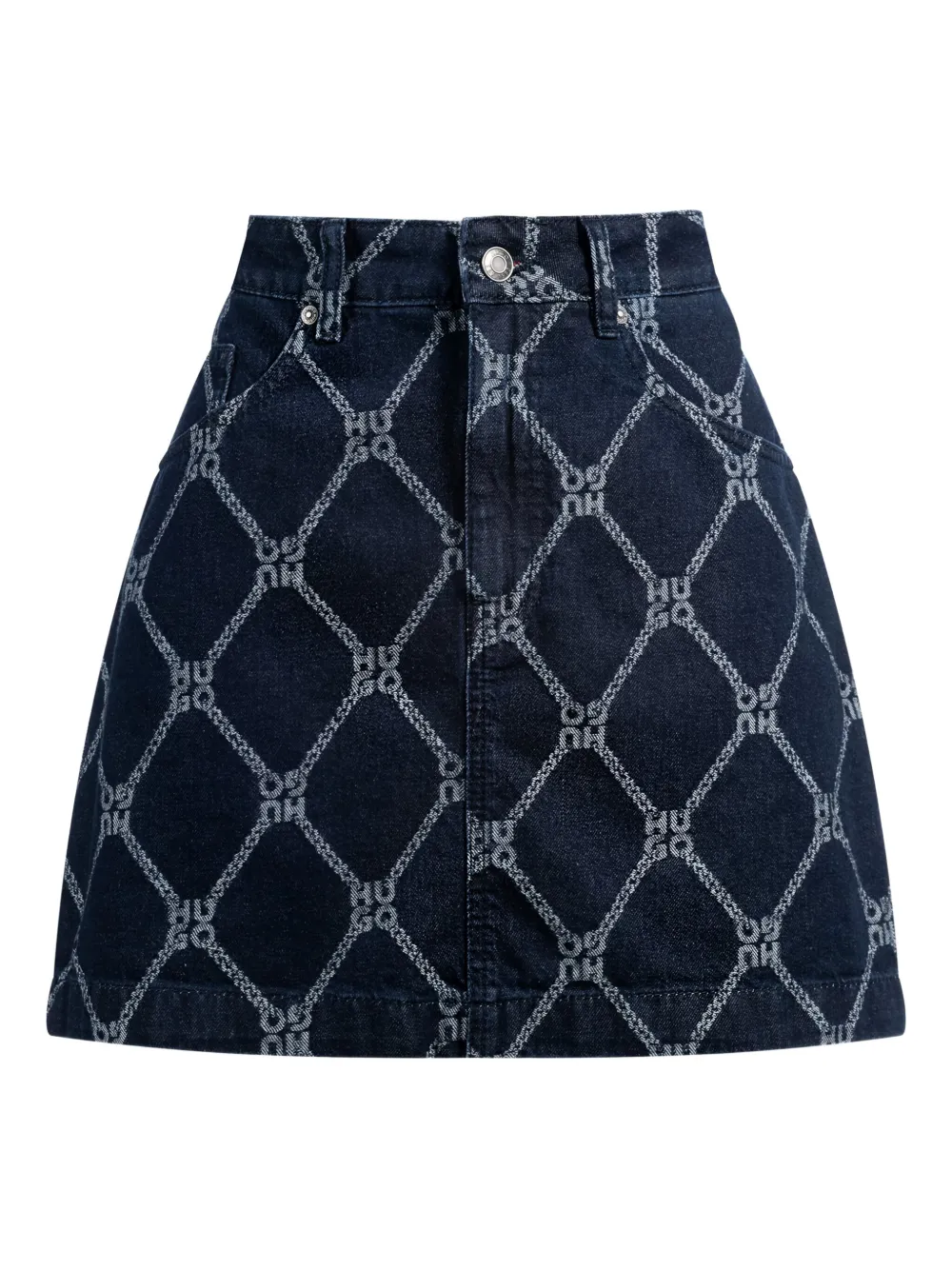 HUGO Saia jeans curta com monograma | Azul | Image 1